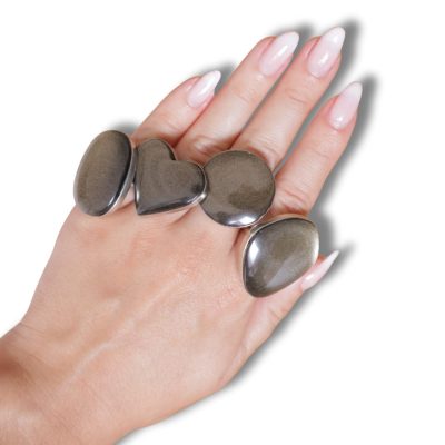 Anillos Obsidiana Dorada en Alpaca